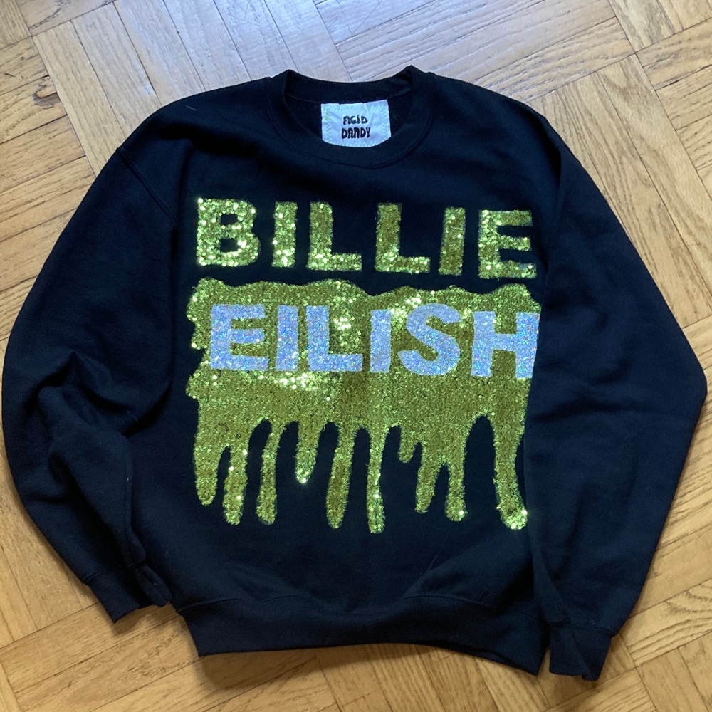 Billie Eilish Black and Green Men's Sweater